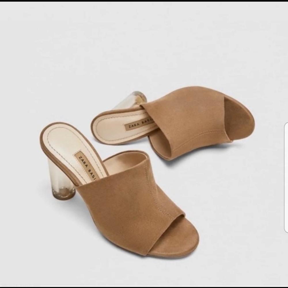 Zara clear heel mules